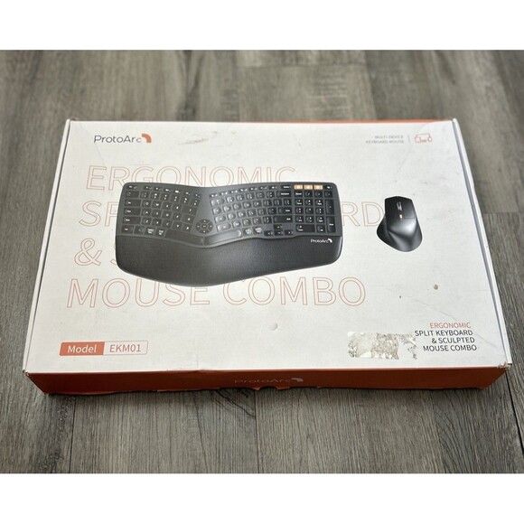 Ergonomic Wireless Split Keyboard Mouse ProtoArc EKM01 Full Size Ergo Bluetooth - Picture 1 of 11
